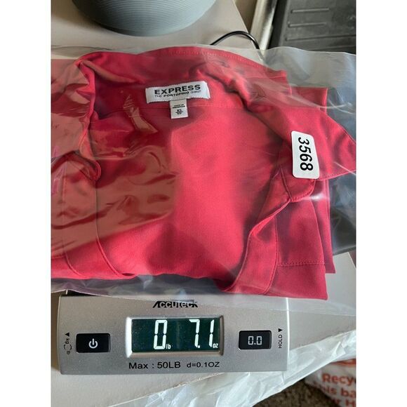 Express the Portofino Button Down Collared Chiffon Shirt Size XS Red Career Work - Picture 10 of 10